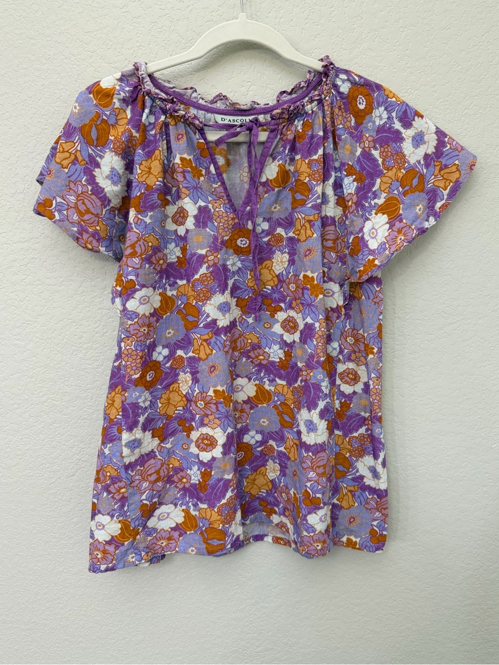 D’ascoli Floral Print Cap Sleeve Blouse Boho Feminine Tuscan Women’s S